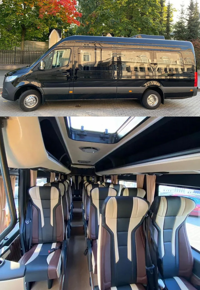 Аренда Mercedes Benz Sprinter 907 черный VIP заказ с водителем в Москве